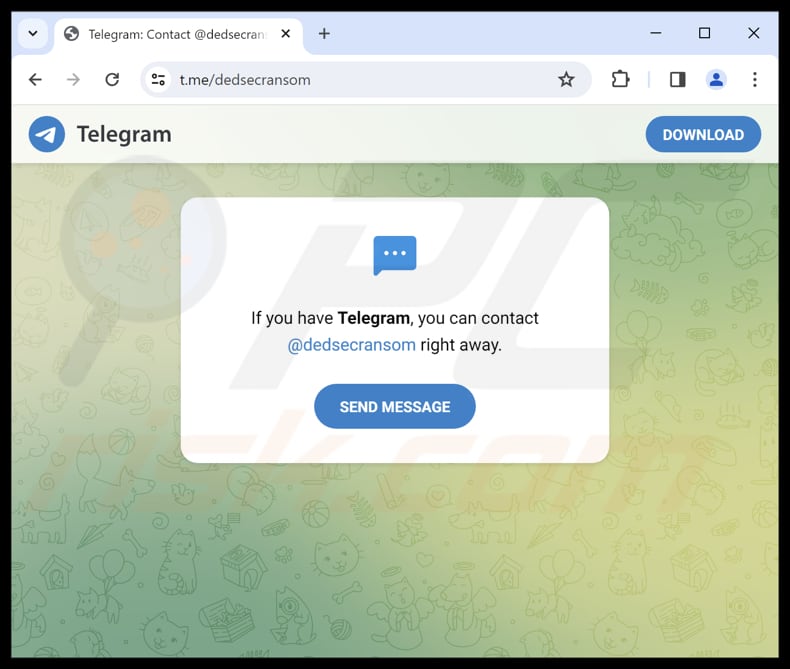 Dedsec Ransomware-Kontakt durch Telegram