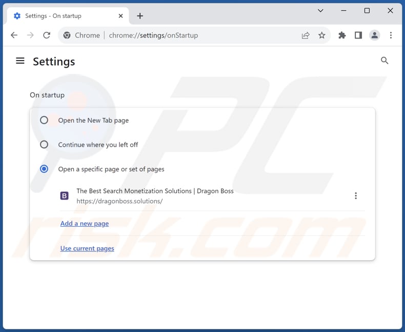 dragonboss.solutions von der Google Chrome Startseite entfernen