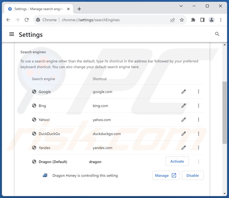 dragonboss.solutions von der Google Chrome Standardsuchmaschine entfernen