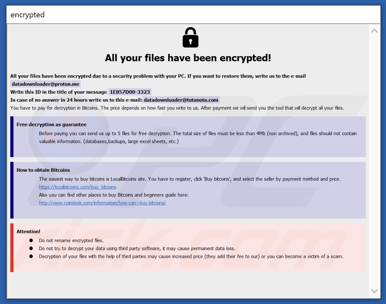 Ebaka Ransomware Dialogfenster (info.hta)