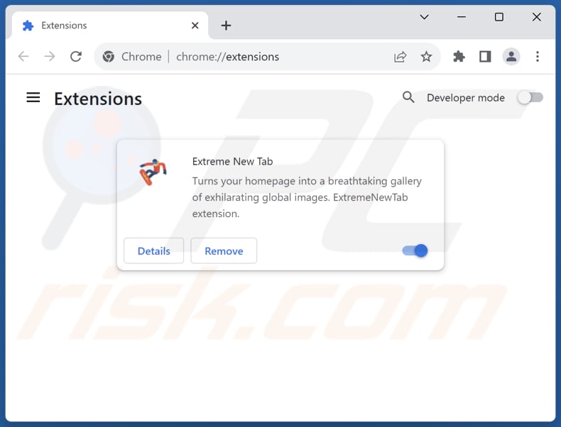 Mit extremenewtab.com verwandte Google Chrome Erweiterungen entfernen