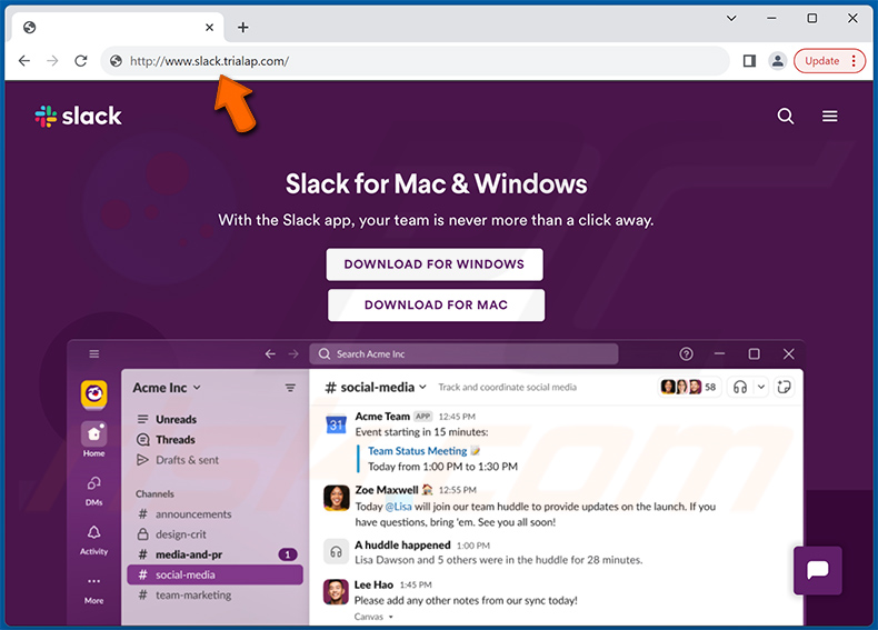 Gefälschte Slack Downloadseite FakeBat Malware und Atomic Stealer