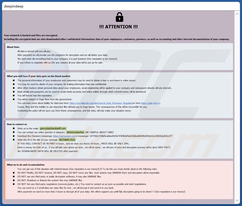 Gotmydatafast Ransomware HTA Datei (info.hta)