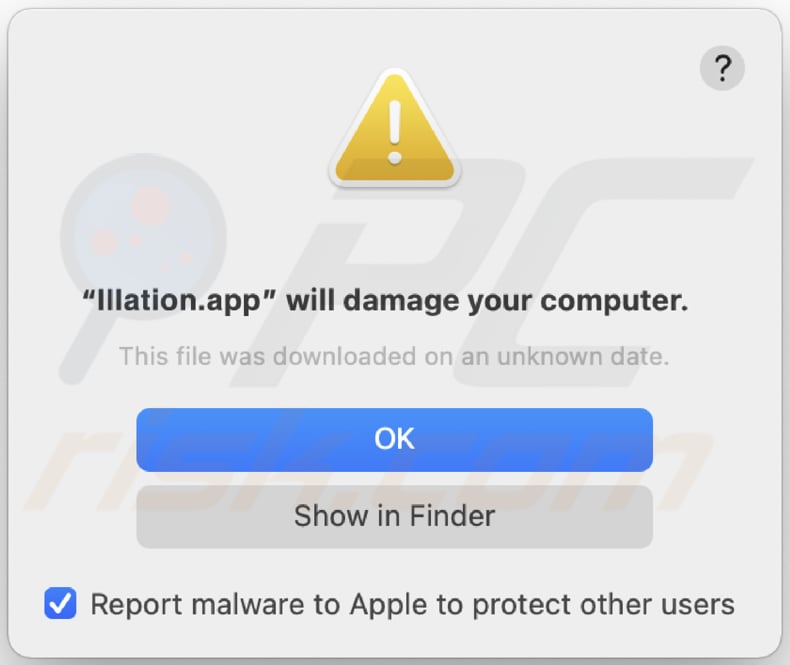 Illation.app Adware Warnungs-Pop-up