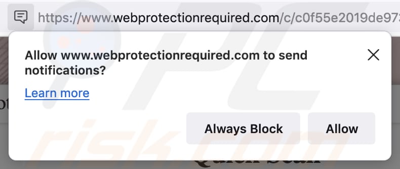 MacOS Is Infected - Virus Found Benachrichtigungs-Spam Webseite bittet um Genehmigung, um Nachrichten auf Firefox zu senden