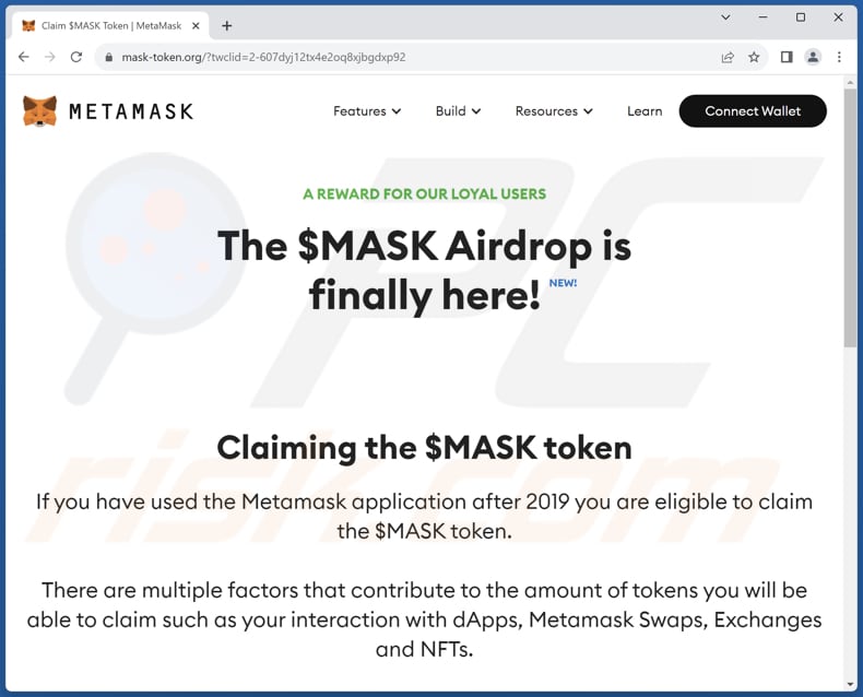 Mask token airdrop Betrug eine weitere Variante
