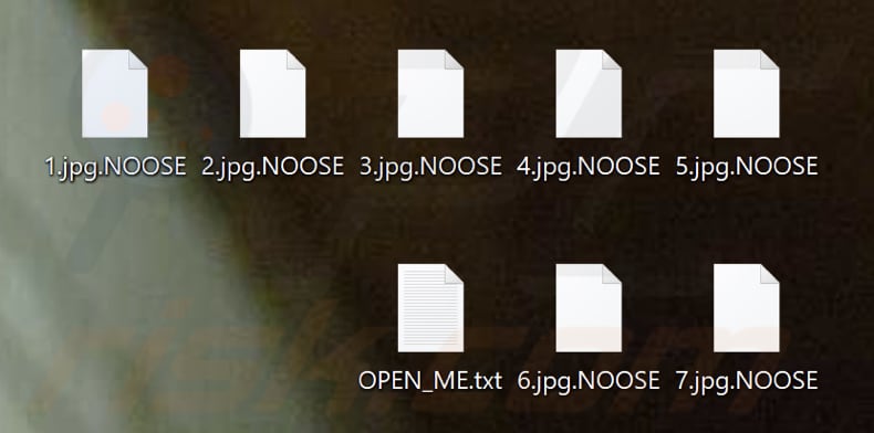 Von NOOSE Ransomware verschlüsselte Dateien (.NOOSE Erweiterung)