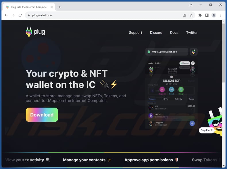 Plug wallet Betrug legitime Seite (plugwallet.ooo)