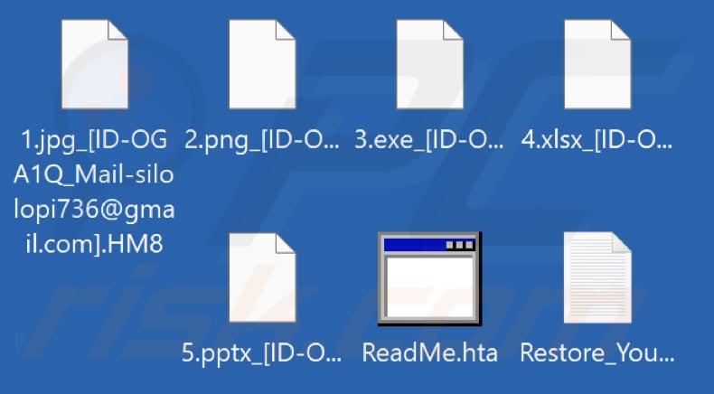 Von RCRU64 Ransomware verschlüsselte Dateien (.HM8 Erweiterung)
