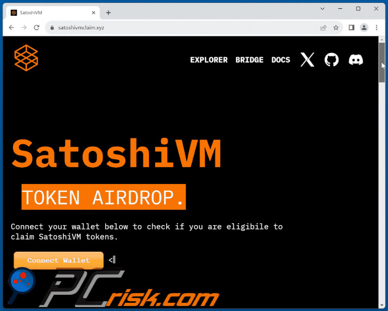 Aussehen des SatoshiVM Token Airdrop Betrugs (GIF)