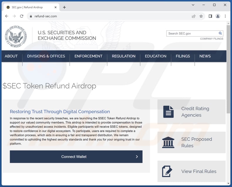 SEC Token Refund Airdrop Betrug