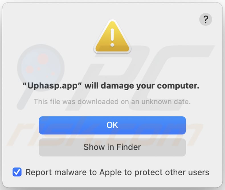 uphasp.app Adware-Warnung vor der Installation