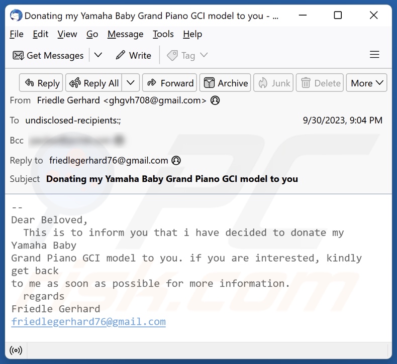 Yamaha Baby Grand Piano Betrugs-E-Mail alternative Variante (4)