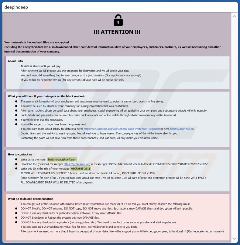 BackMyData Ransomware Lösegeldforderung (info.hta)