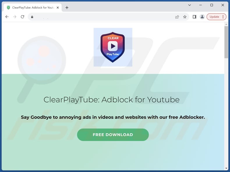 Webseite zur Förderung von Clear Play Tube PUA