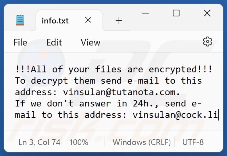 Dxen Ransomware Textdatei (info.txt)