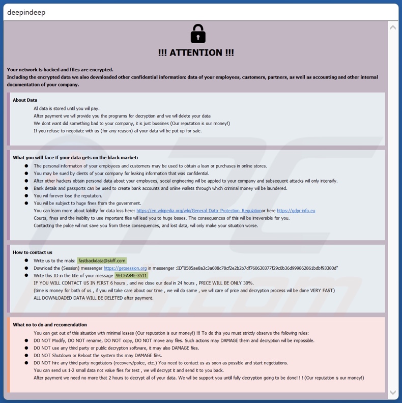 Fastbackdata Ransomware Lösegeldforderung (info.hta)