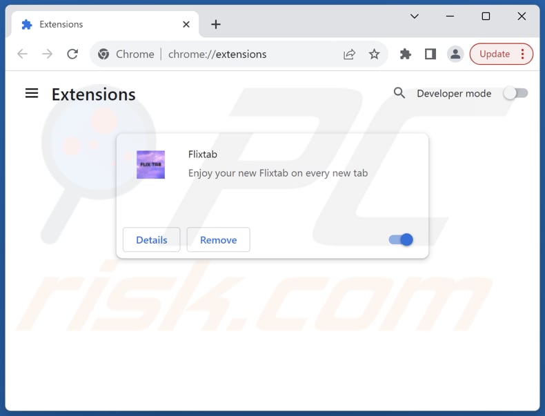 Entfernen von flixtab.com-bezogenen Google Chrome-Erweiterungen