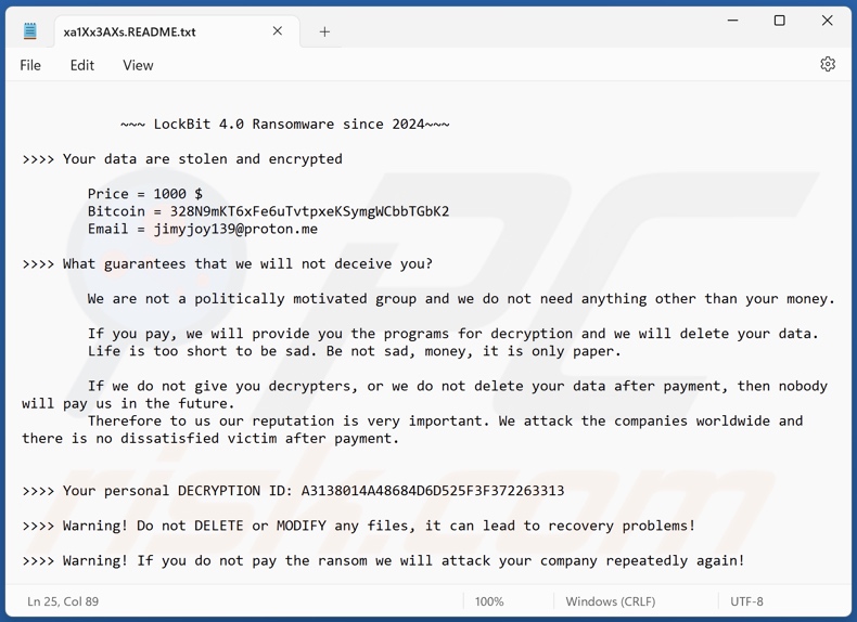 LockBit 4.0 Ransomware Lösegeldforderung (xa1Xx3AXs.README.txt)