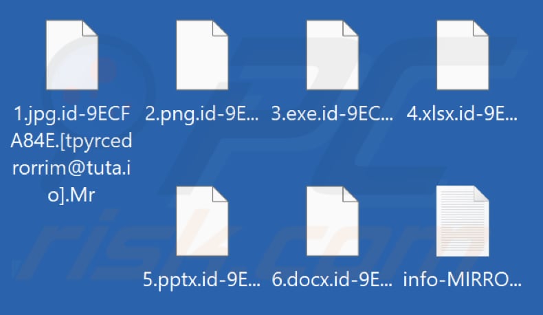 Von MIRROR Ransomware verschlüsselte Dateien (.Mr Erweiterung)