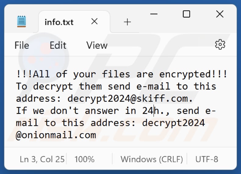 New24 Ransomware Textdatei (info.txt)