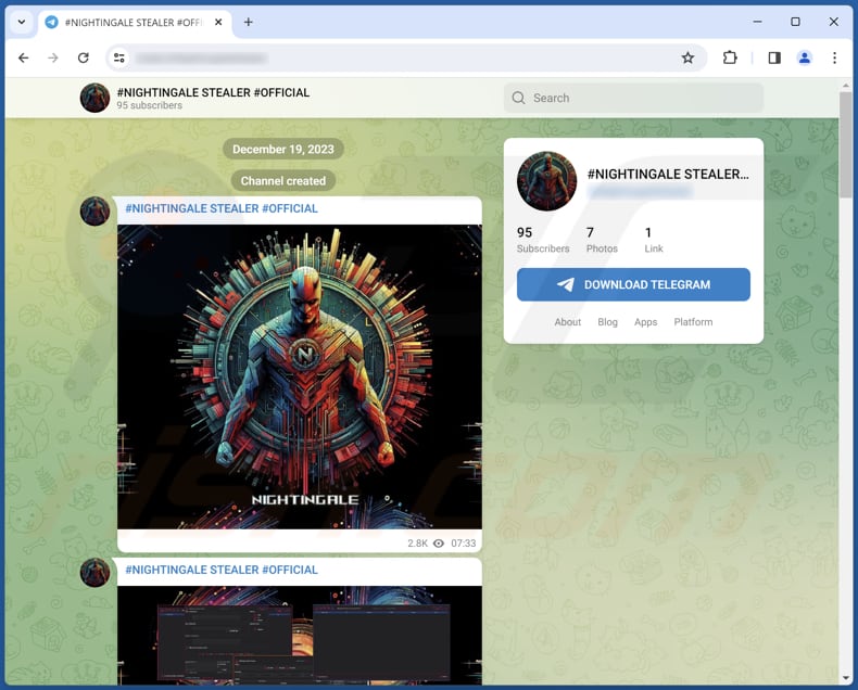 Nightingale Diebstahlprogramm Telegram Kanal