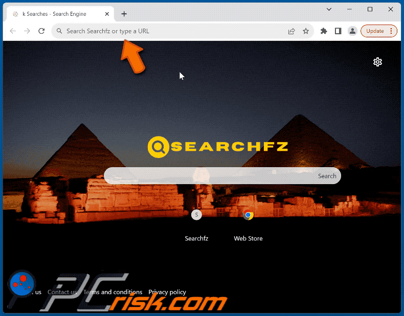 Der Searchfz Browserentführer searchfz.com leitet auf bing.com weiter