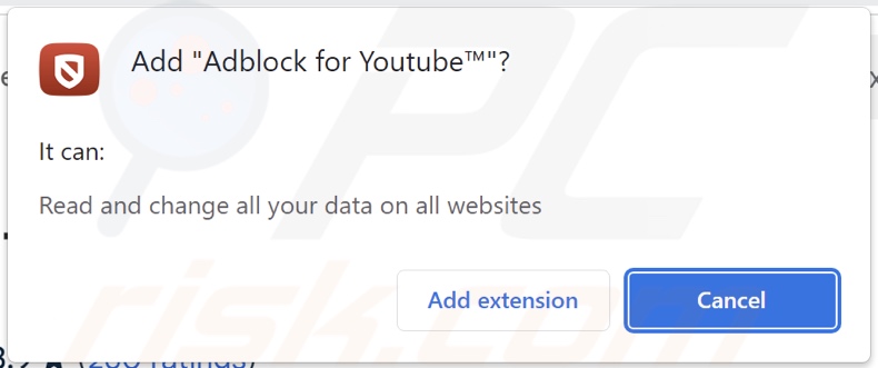 Adblock for Youtube bittet um verschiedene Berechtigungen