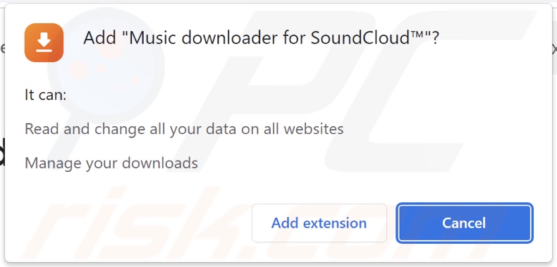 Music downloader for SoundCloud™ bittet um verschiedene Berechtigungen