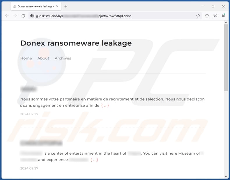 DoNex Ransomware Daten-Leaking-Seite