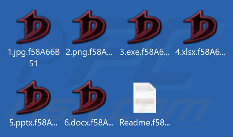 Von DoNex Ransomware verschlüsselte Dateien (Die ID des Opfers als Erweiterung)