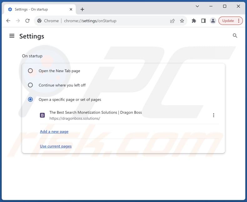 dragonboss.solutions von der Google Chrome Startseite entfernen