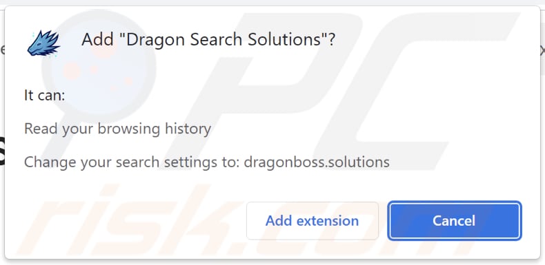 Der Dragon Search Solutions Browserentführer bittet um Berechtigungen