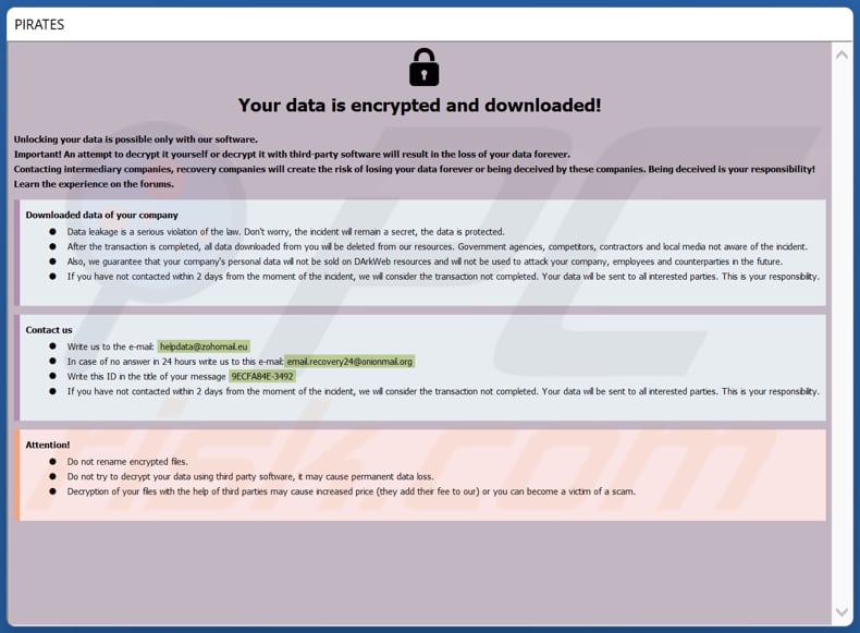 ELITTE87 Ransomware Dialogfenster