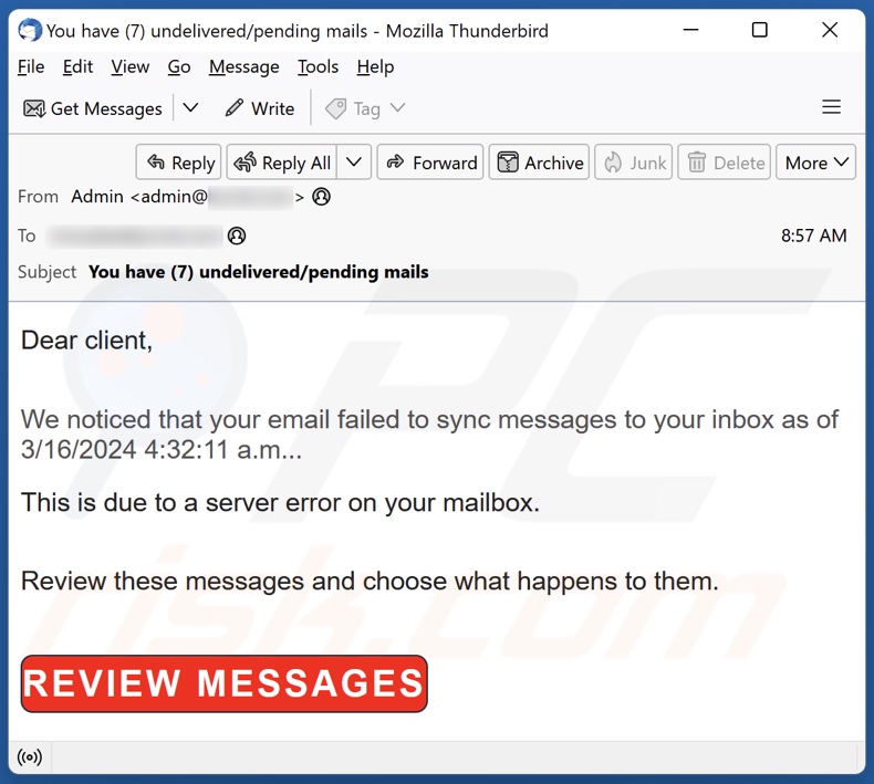 Email Failed To Sync E-Mail Spam-Kampagne