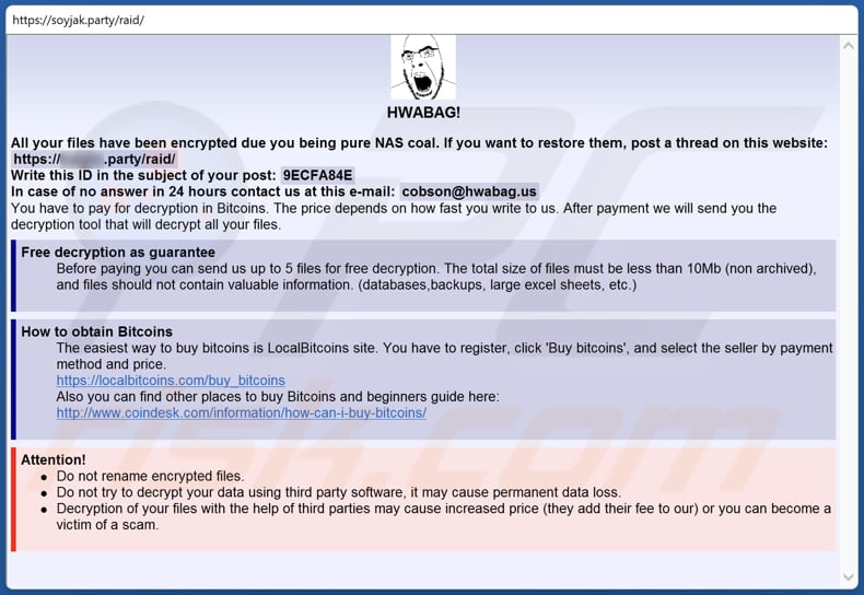 HWABAG Ransomware-Pop-up