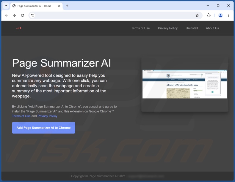 Website-Werbung Page Summarizer AI
