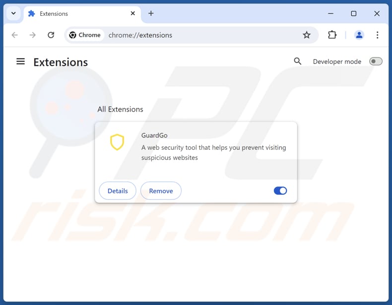 Schritt zum Entfernen von GuardGo aus Google Chrome 2