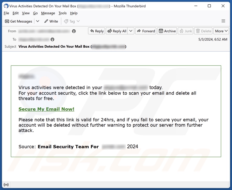 Virus Activities Were Detected E-Mail-Spam-Kampagne