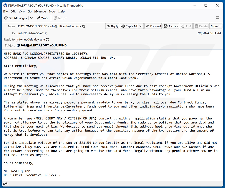 Fund Transaction email Betrug (2024-07-10)