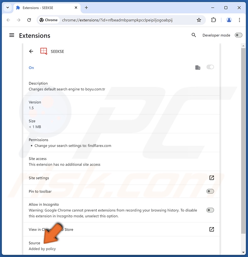 SEEKSE Browser-Entführer detaillierte Informationen