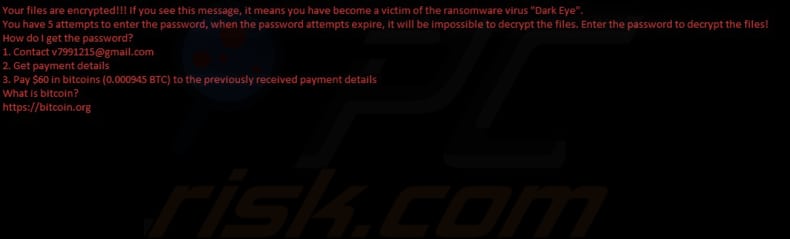 Dark Eye ransomware Hintergrundbild