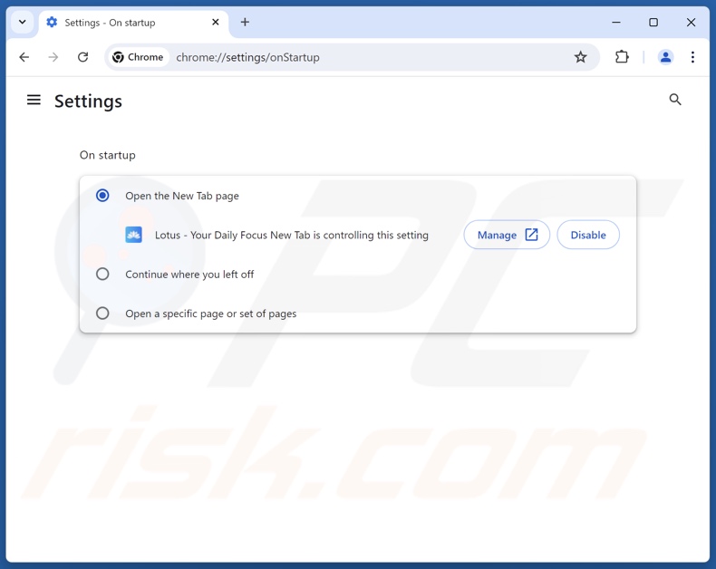 lotus-tab.com von der Startseite von Google Chrome entfernen