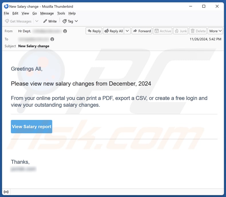 New Salary Changes E-Mail Spam Kampagne