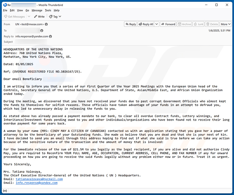 Fund transaction email betrug (2025-01-07)