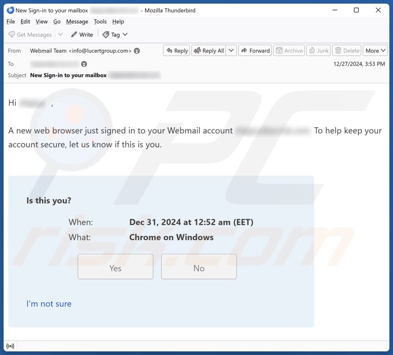 New Web Browser Just Signed In email Spam Kampagne