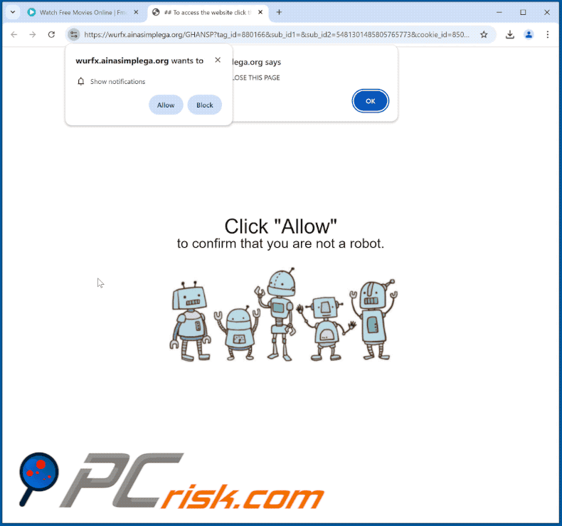 ainasimplega[.]org Website Auftritt (GIF)