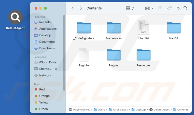 Installationsordner von DefaultAgent adware