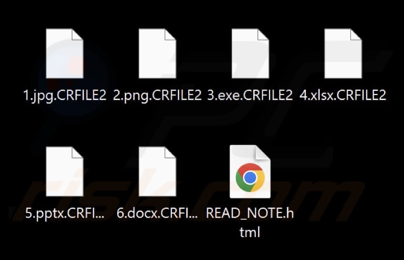 Von CRFILE Ransomware verschlüsselte Dateien (Erweiterung .CRFILE2)