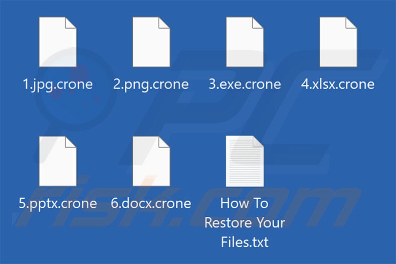 Von der Crone-Ransomware verschlüsselte Dateien (Erweiterung .crone)